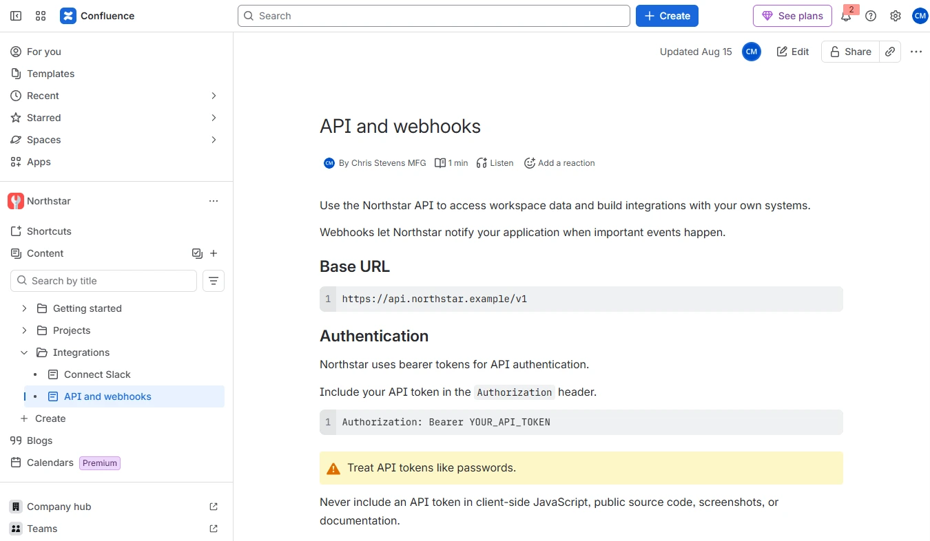 A how-to article being edited in Confluence